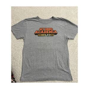 My Hero Academia Mens Sz Medium Heroes Rising Movie Logo T-Shirt Gray Funimation